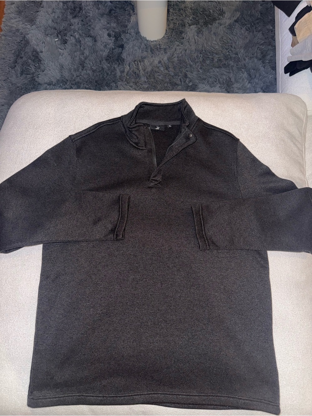 Beverly Hills Polo Club Men's Black Zip-Up Mock Collar Sweater